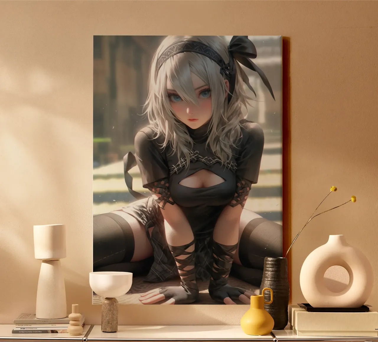2B Nier Automata tela con Cornice a cassetta da Fleur de Lys