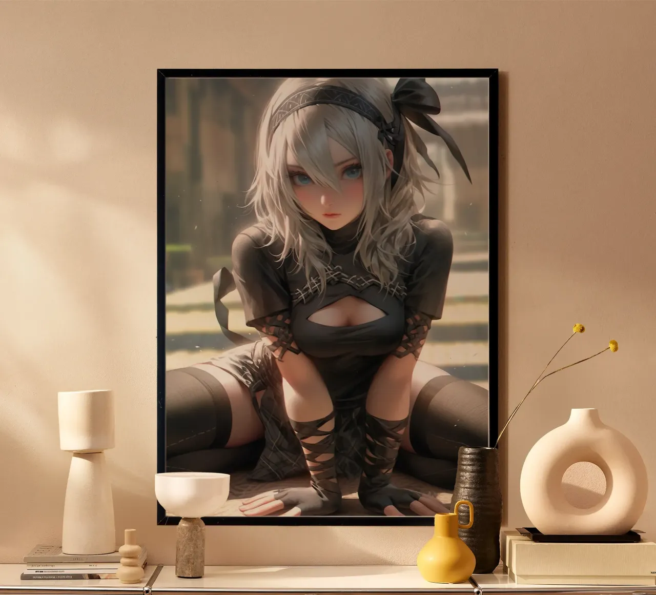 2B Nier Automata poster con telaio in alluminio da Fleur de Lys