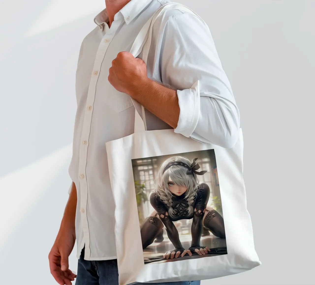 2B Nier Automata borsa in juta da Fleur de Lys