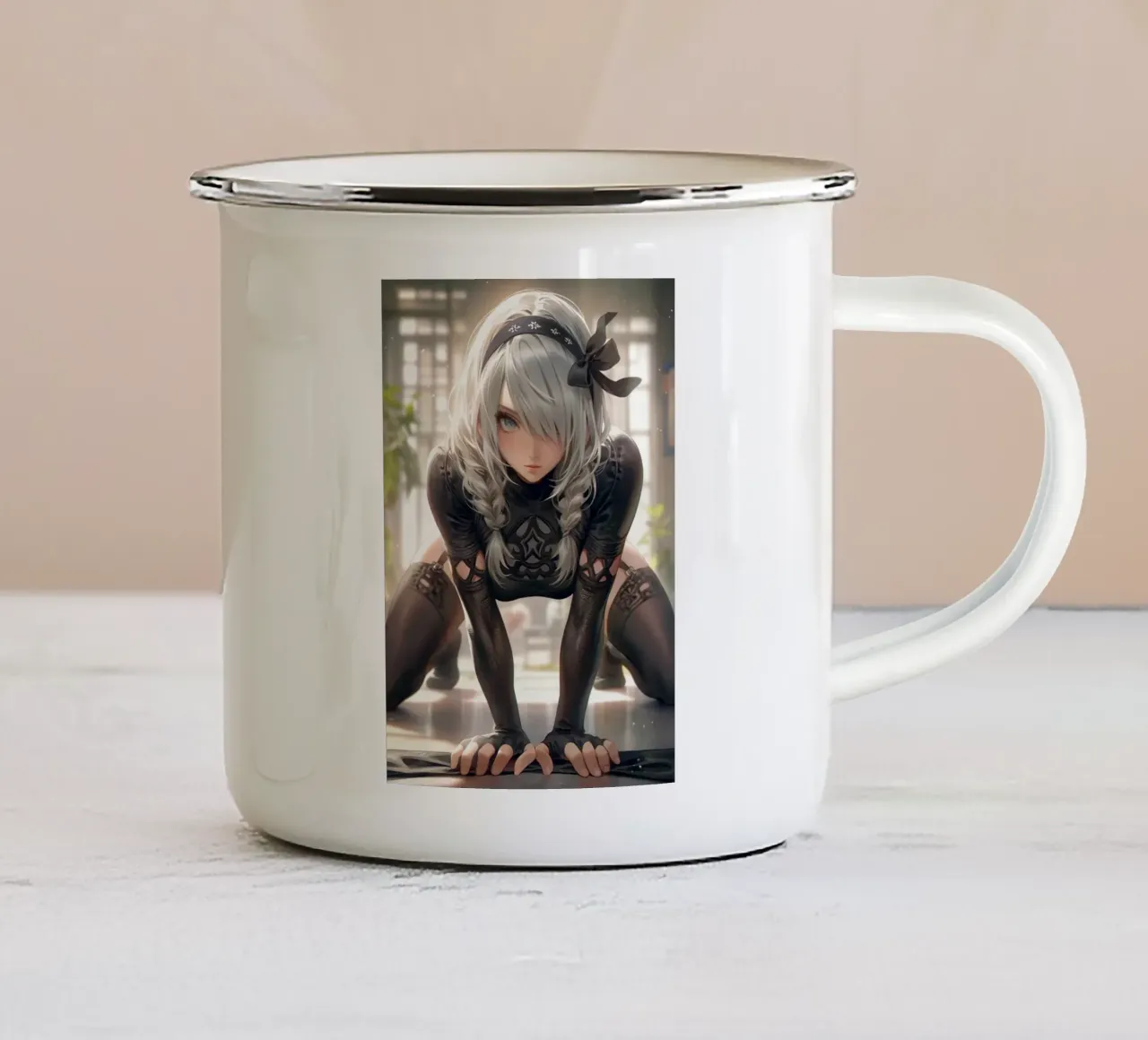 2B Nier Automata tazza in smalto da Fleur de Lys