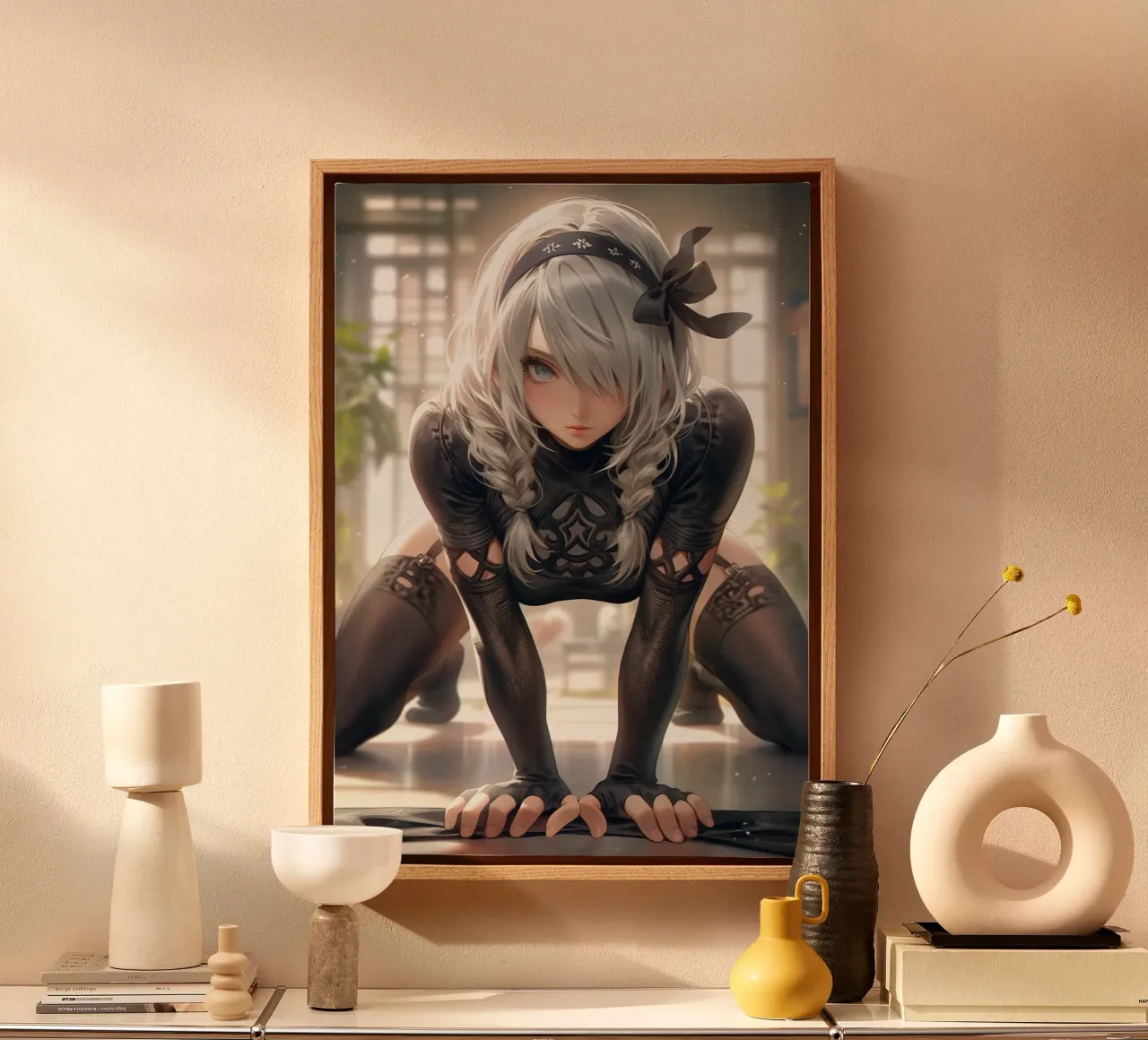 2B Nier Automata tela con Cornice a cassetta da Fleur de Lys