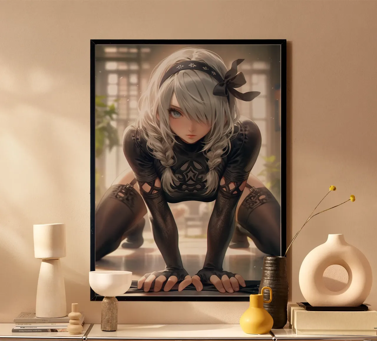 2B Nier Automata poster con telaio in alluminio da Fleur de Lys