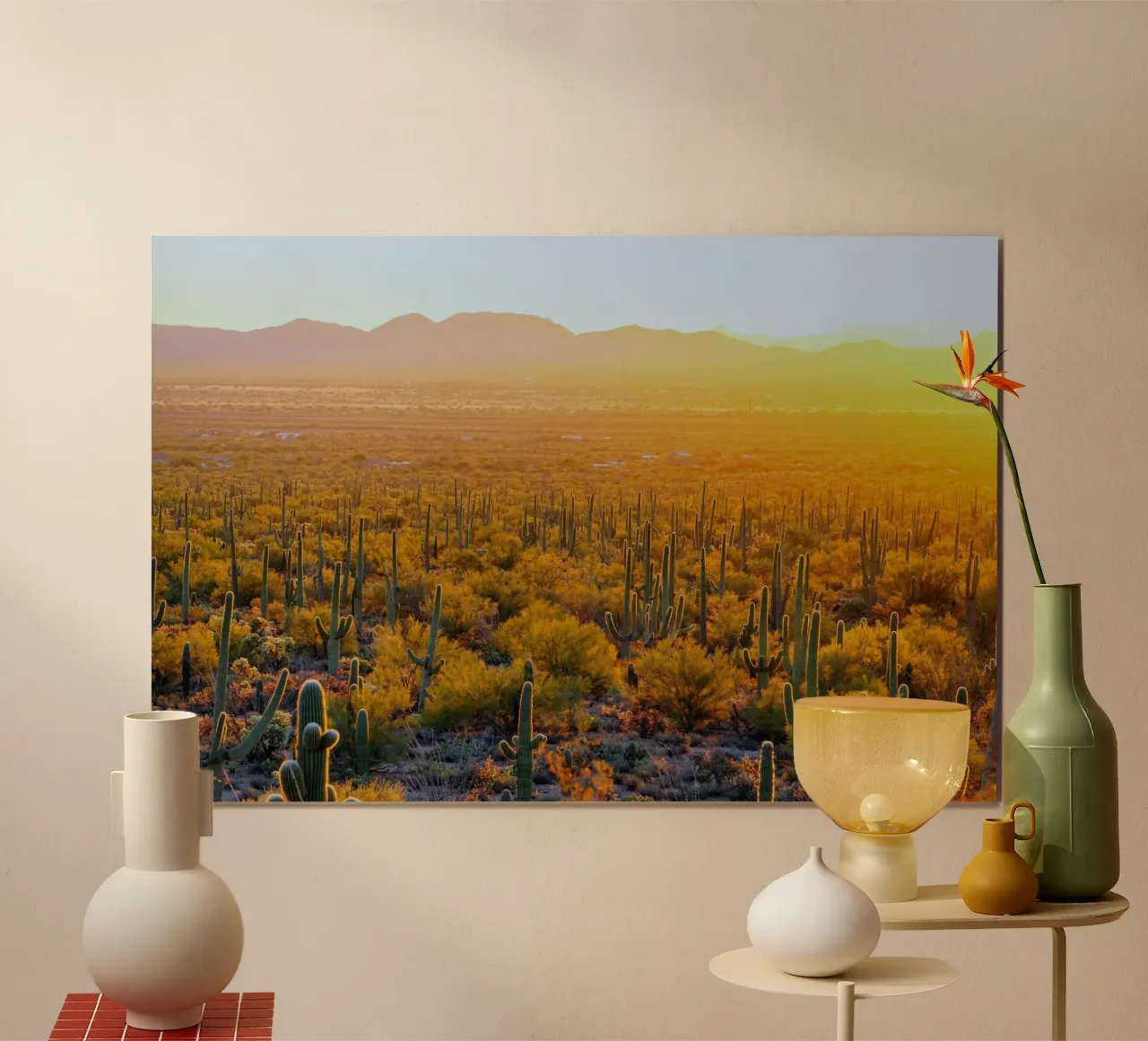 cactus del deserto poster con telaio in alluminio da Earthly Visions