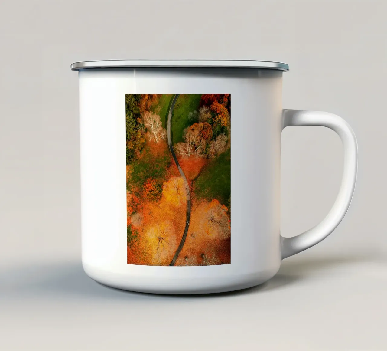 vue aérienne chemin sinueux mug en émail de Earthly Visions