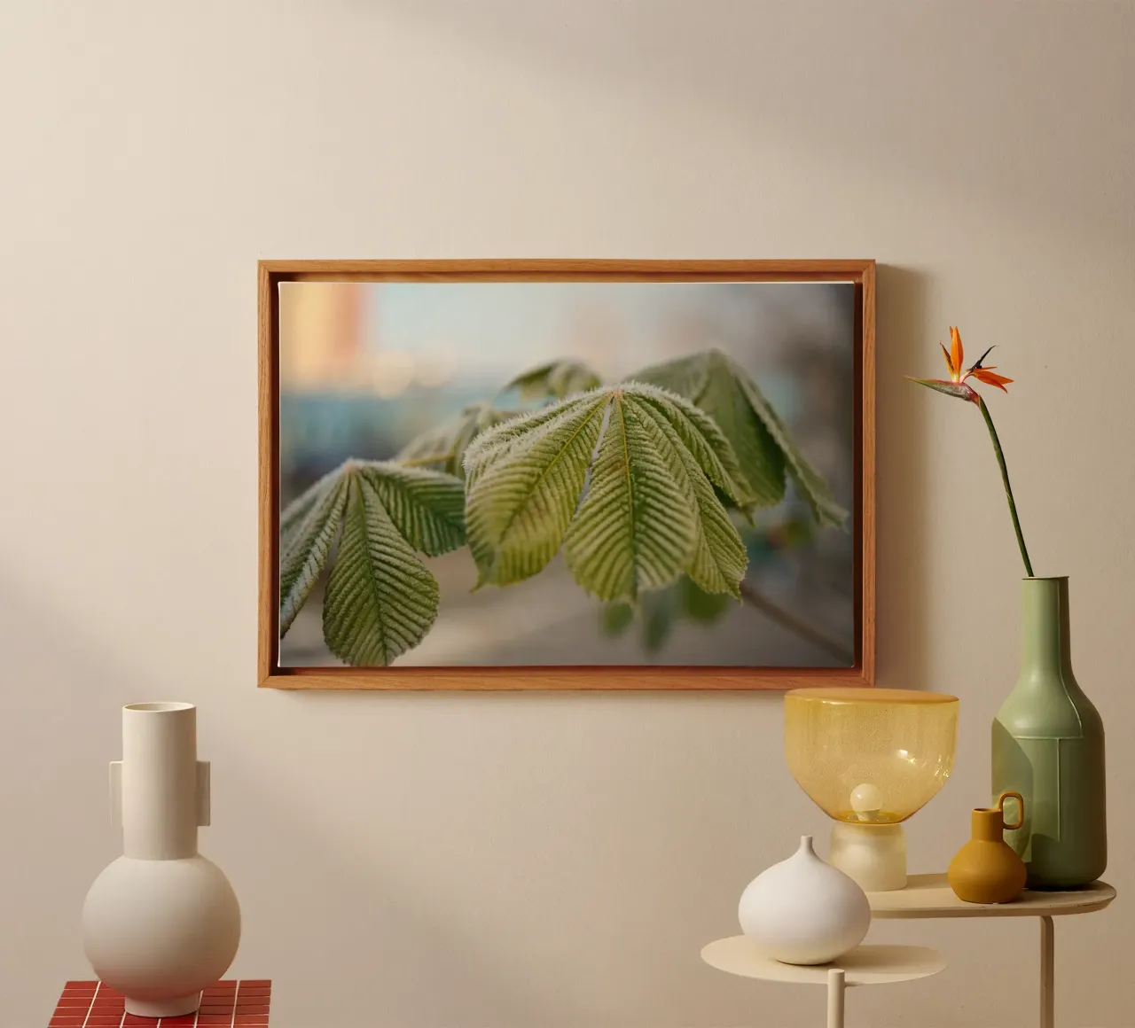 vorstbladeren canvas met Baklijst van Earthly Visions