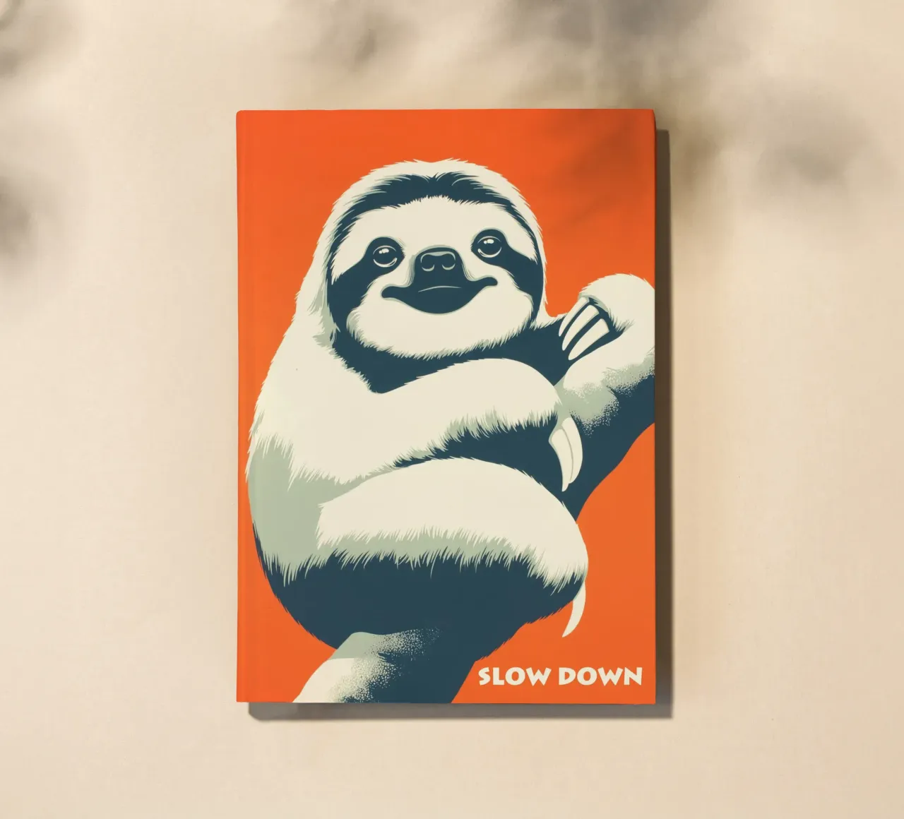 SLOW DOWN | Retro motivational poster with sloth notebook by Autofocus