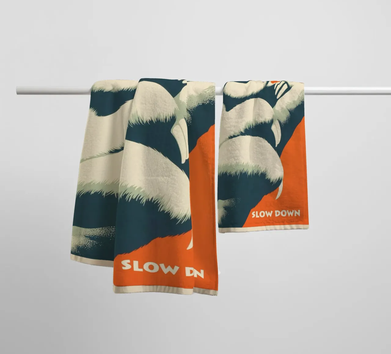 SLOW DOWN | Retro motivational poster with sloth towel by Autofocus