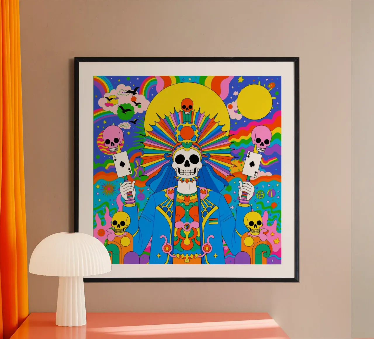 Vibrant Skull Fantasy Un viaje psicodélico poster de Signorino