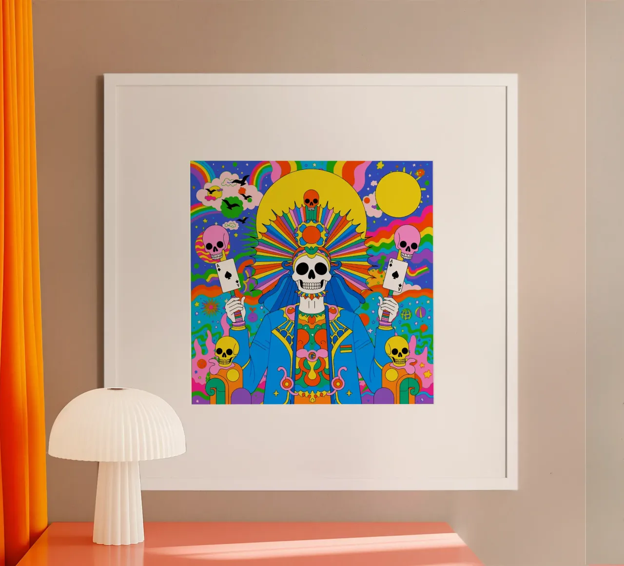 Vibrant Skull Fantasy Un viaje psicodélico poster de Signorino