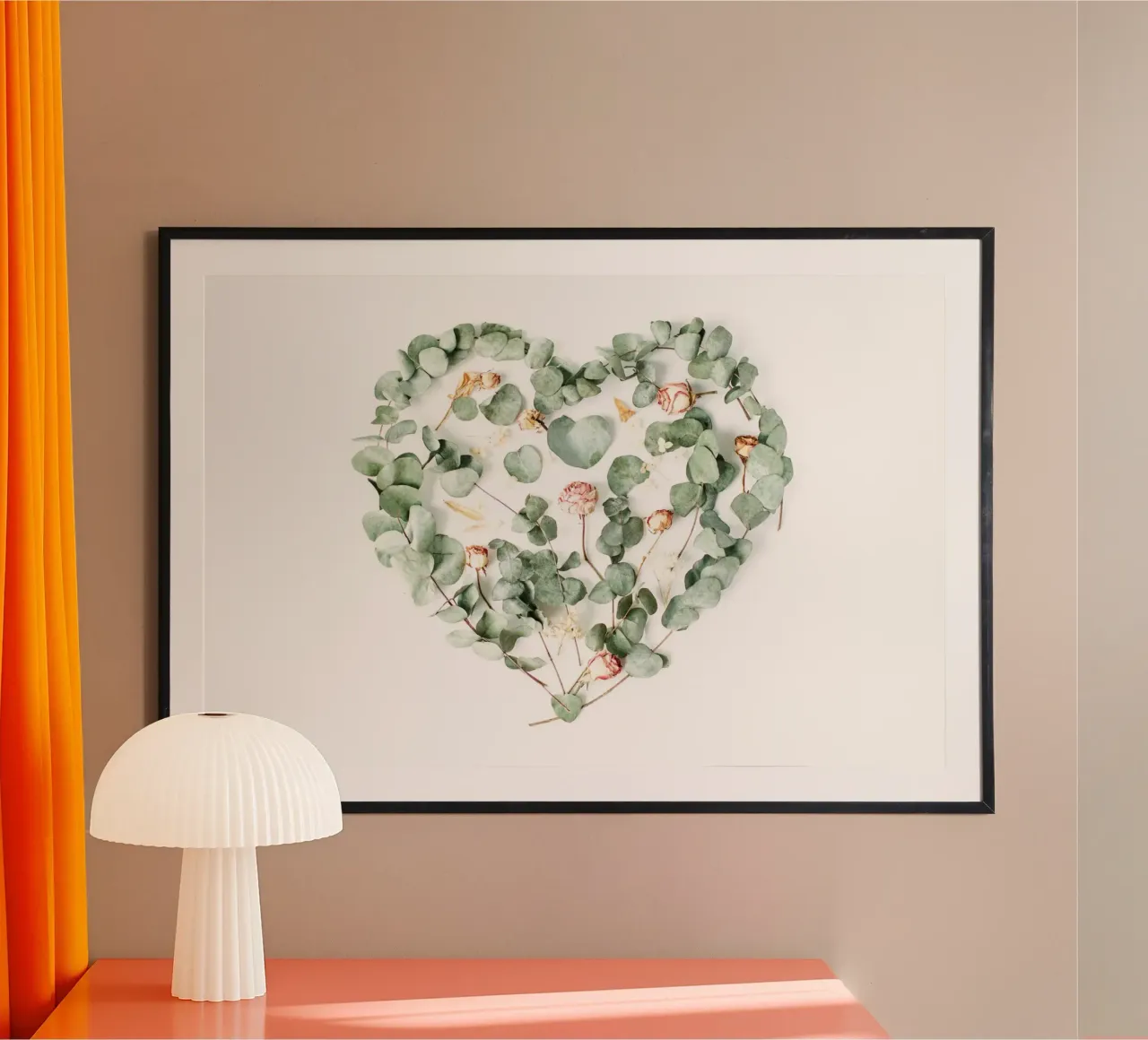 Note floreali d'amore poster con telaio in alluminio da StillVibe Home