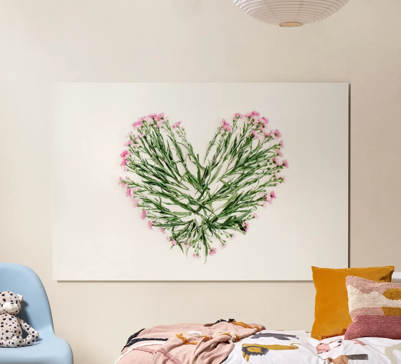 Note floreali d'amore poster con telaio in alluminio da StillVibe Home