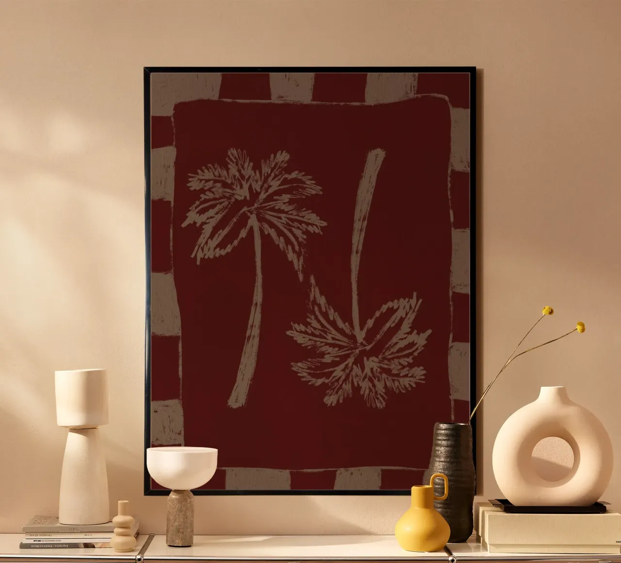 Paradiso delle palme poster con telaio in plastica da Shatha Al Dafai