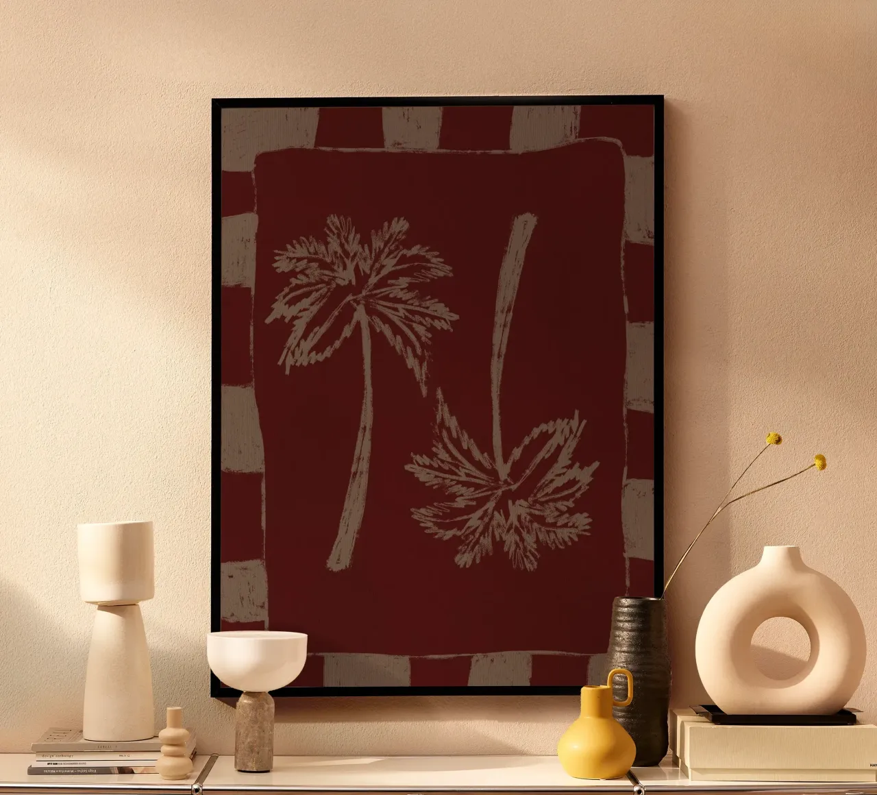 Paradiso delle palme poster con telaio in plastica da Shatha Al Dafai