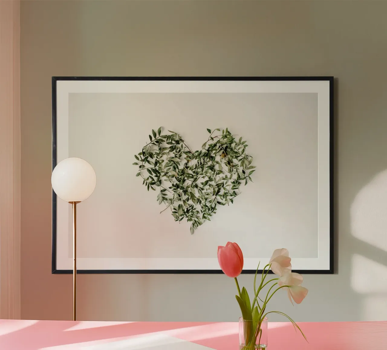 Note floreali d'amore poster con telaio in alluminio da StillVibe Home