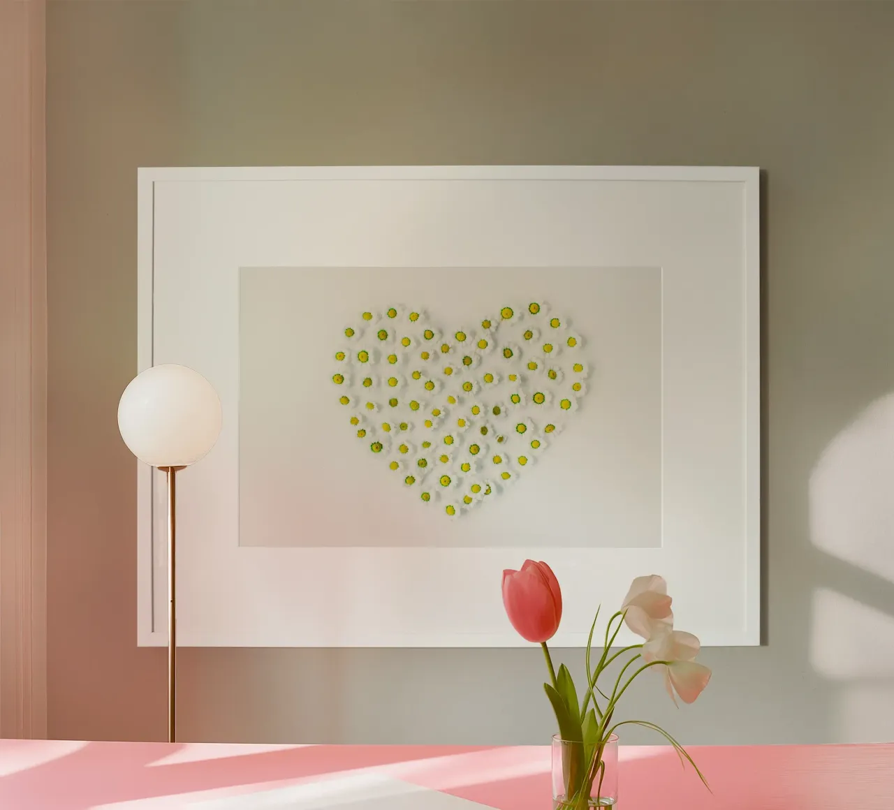 Note floreali d'amore poster con telaio in alluminio da StillVibe Home