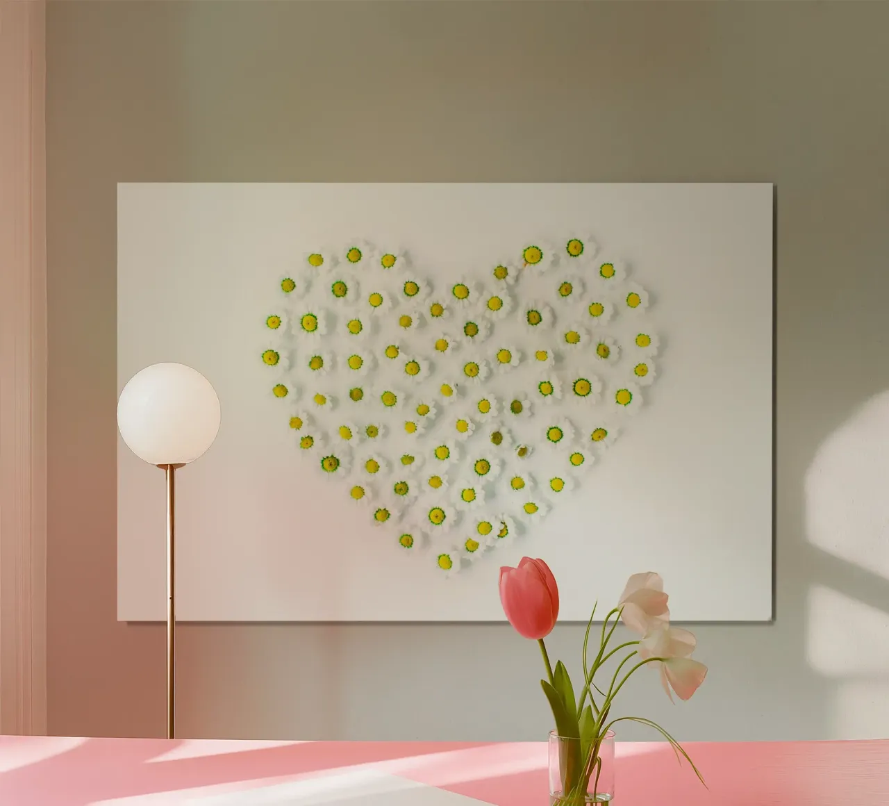 Note floreali d'amore poster con telaio in alluminio da StillVibe Home