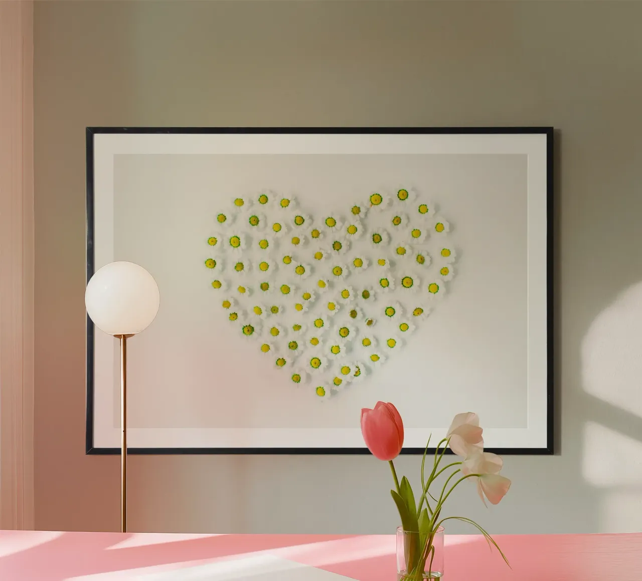 Note floreali d'amore poster con telaio in alluminio da StillVibe Home