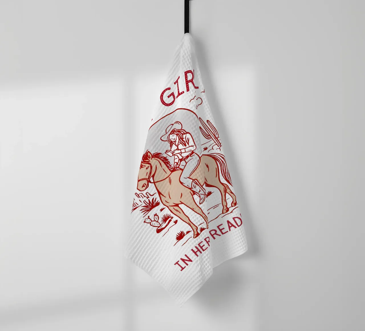 Just a Girl in her Reading Era tea towel by Taika Tori Art