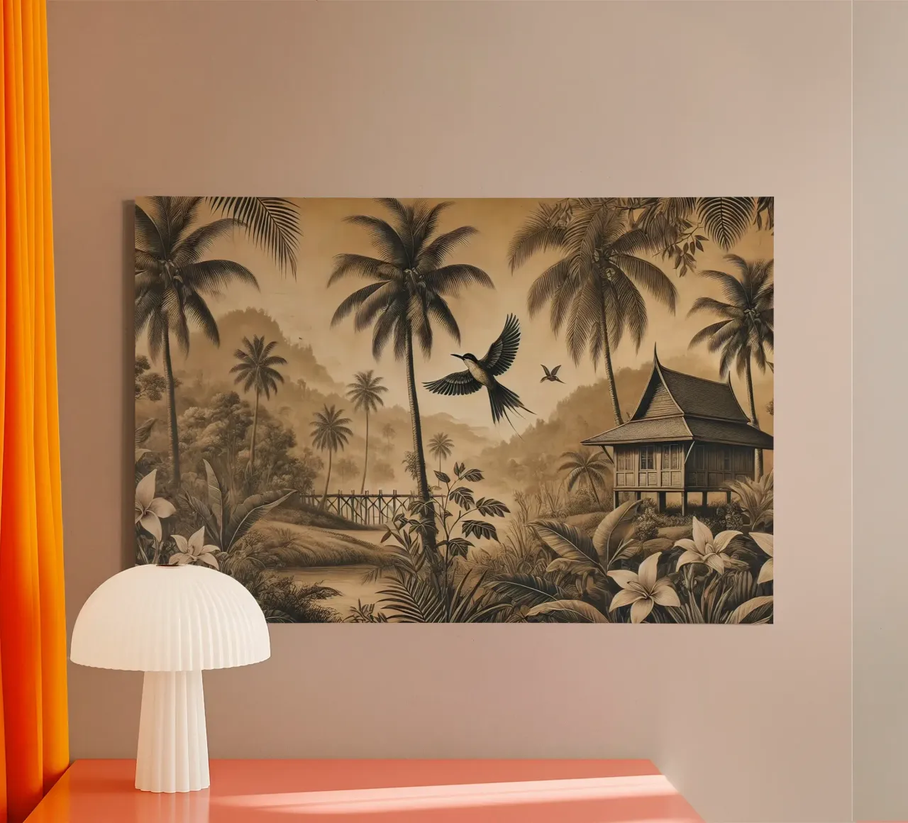 Rustiek toevluchtsoord in de jungle canvas met Baklijst van Chromatic Fusion Studio