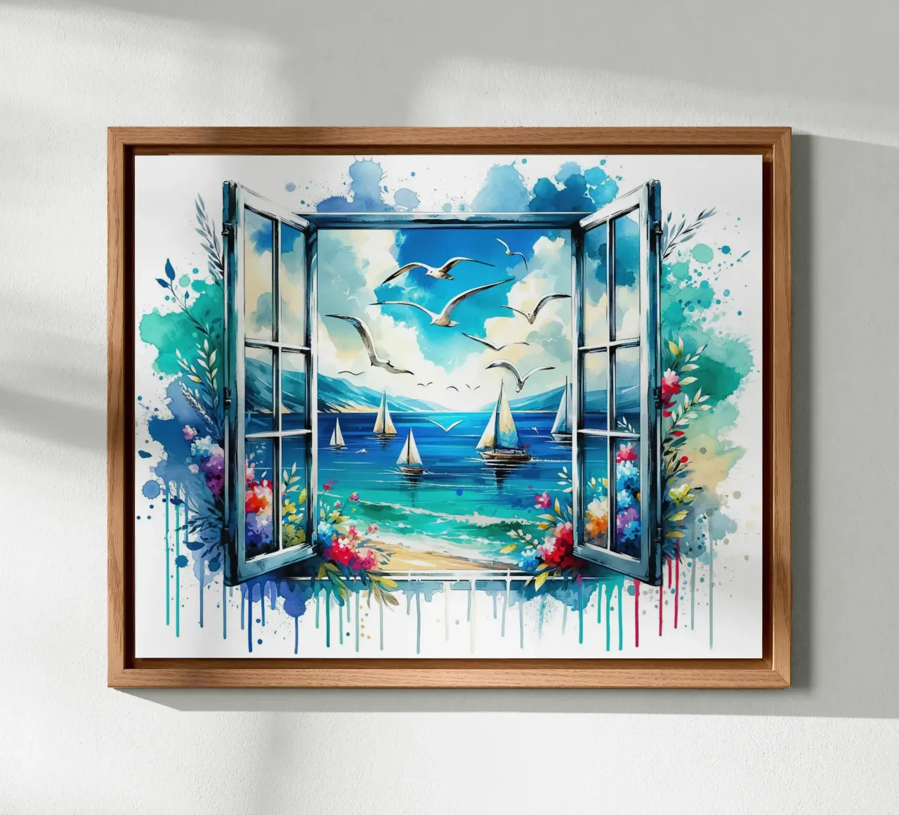 Vue du bord de mer depuis une fenêtre ouverte alu dibond de Chromatic Fusion Studio
