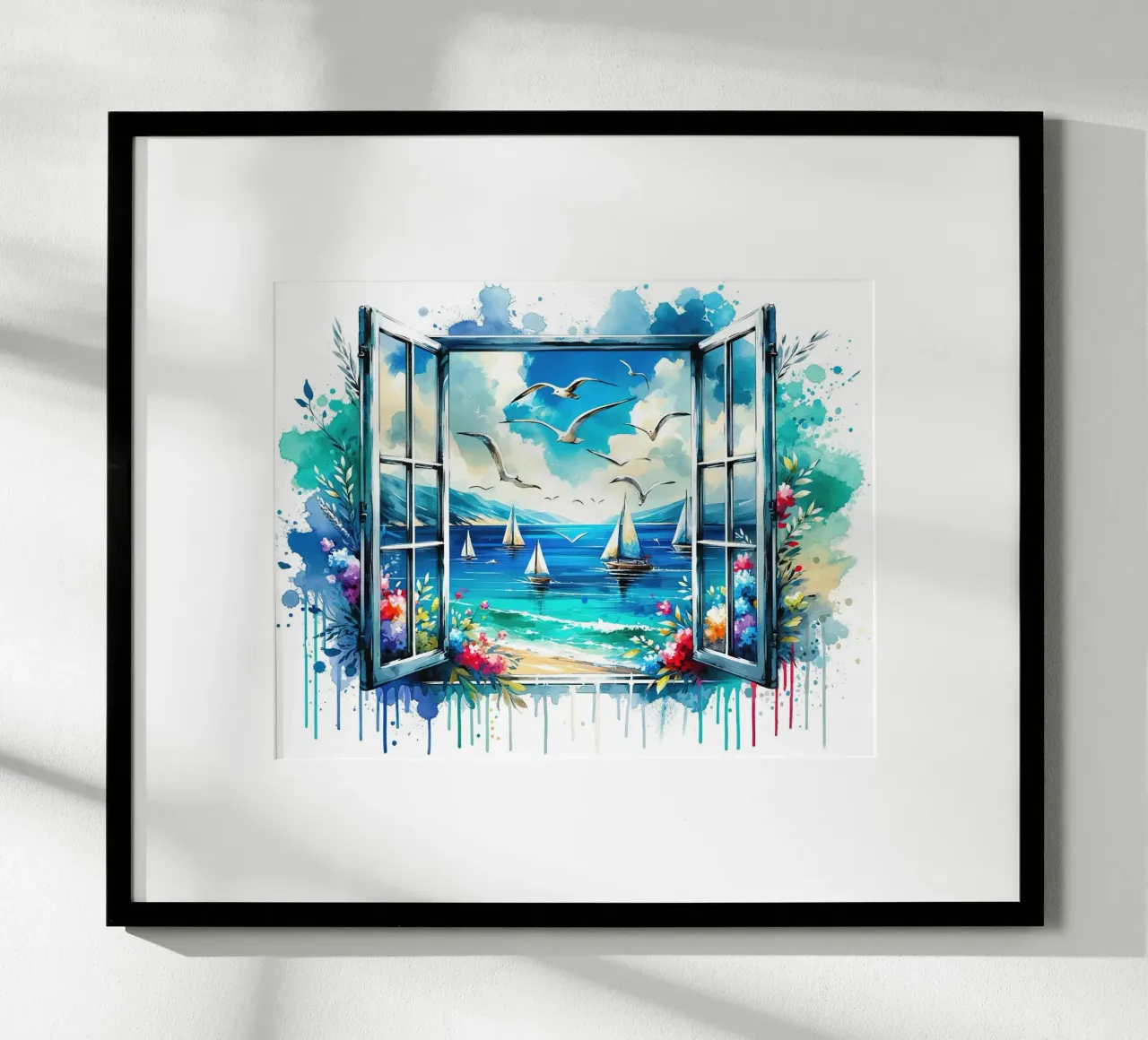 Vue du bord de mer depuis une fenêtre ouverte hahnemühle de Chromatic Fusion Studio