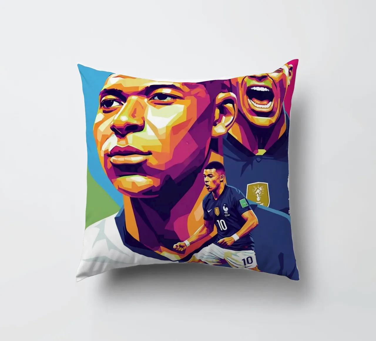 Kylian Mbappe - WPAP art style (2) cuscino da Hantamrata