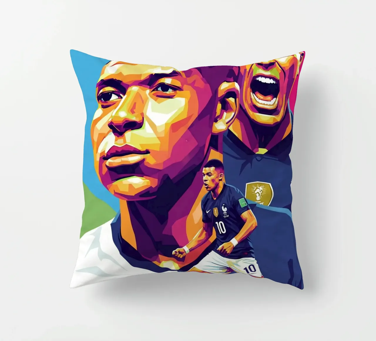 Kylian Mbappe - WPAP art style (2) cuscino da Hantamrata