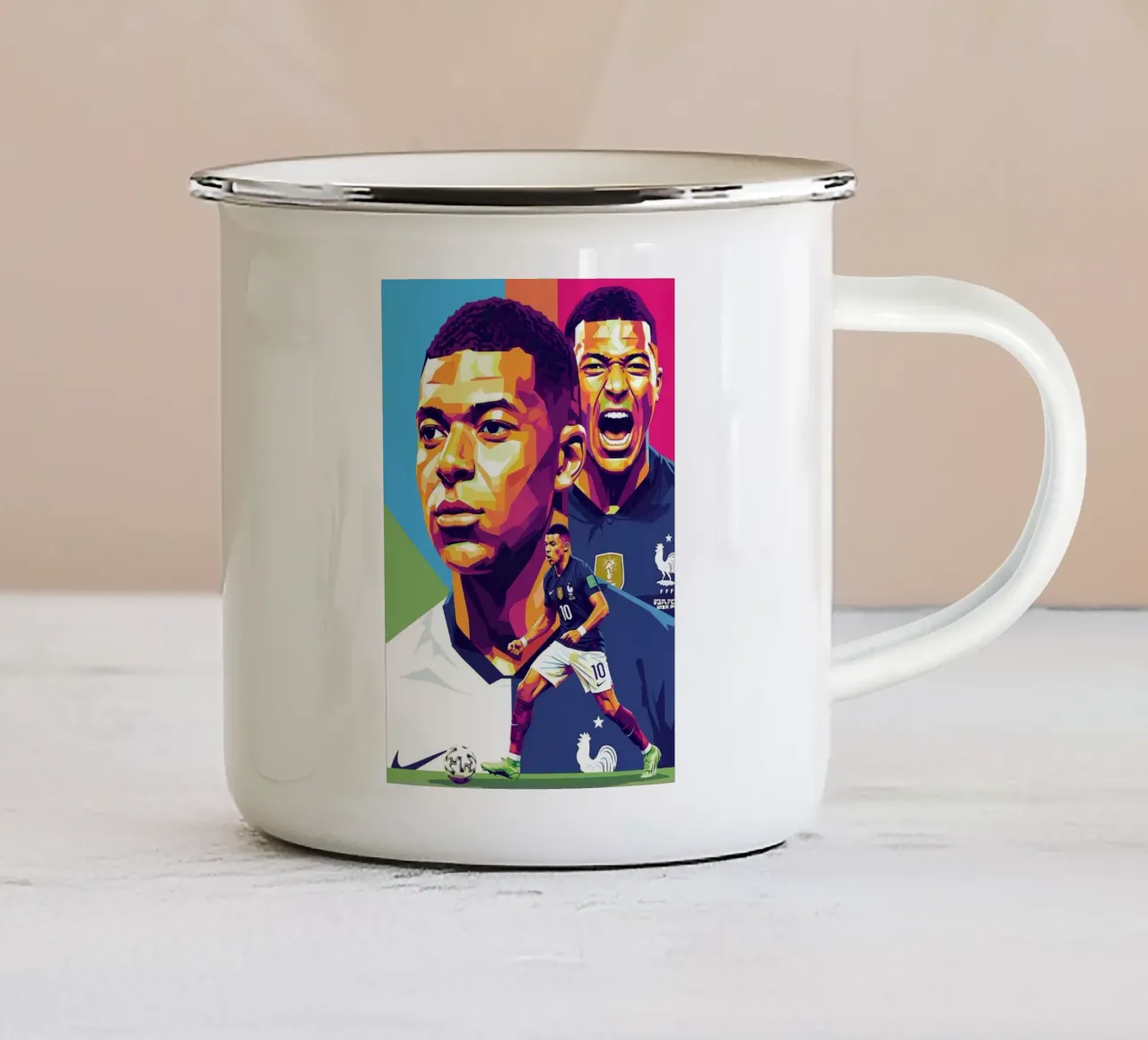Kylian Mbappe - WPAP art style (2) emaille mok van Hantamrata