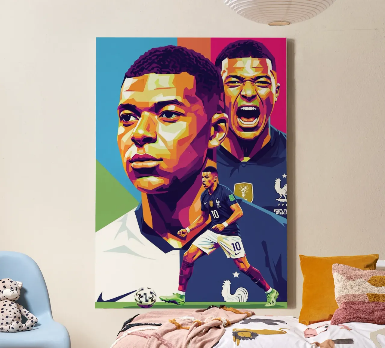 Kylian Mbappe - WPAP art style (2) tela con Cornice a cassetta da Hantamrata