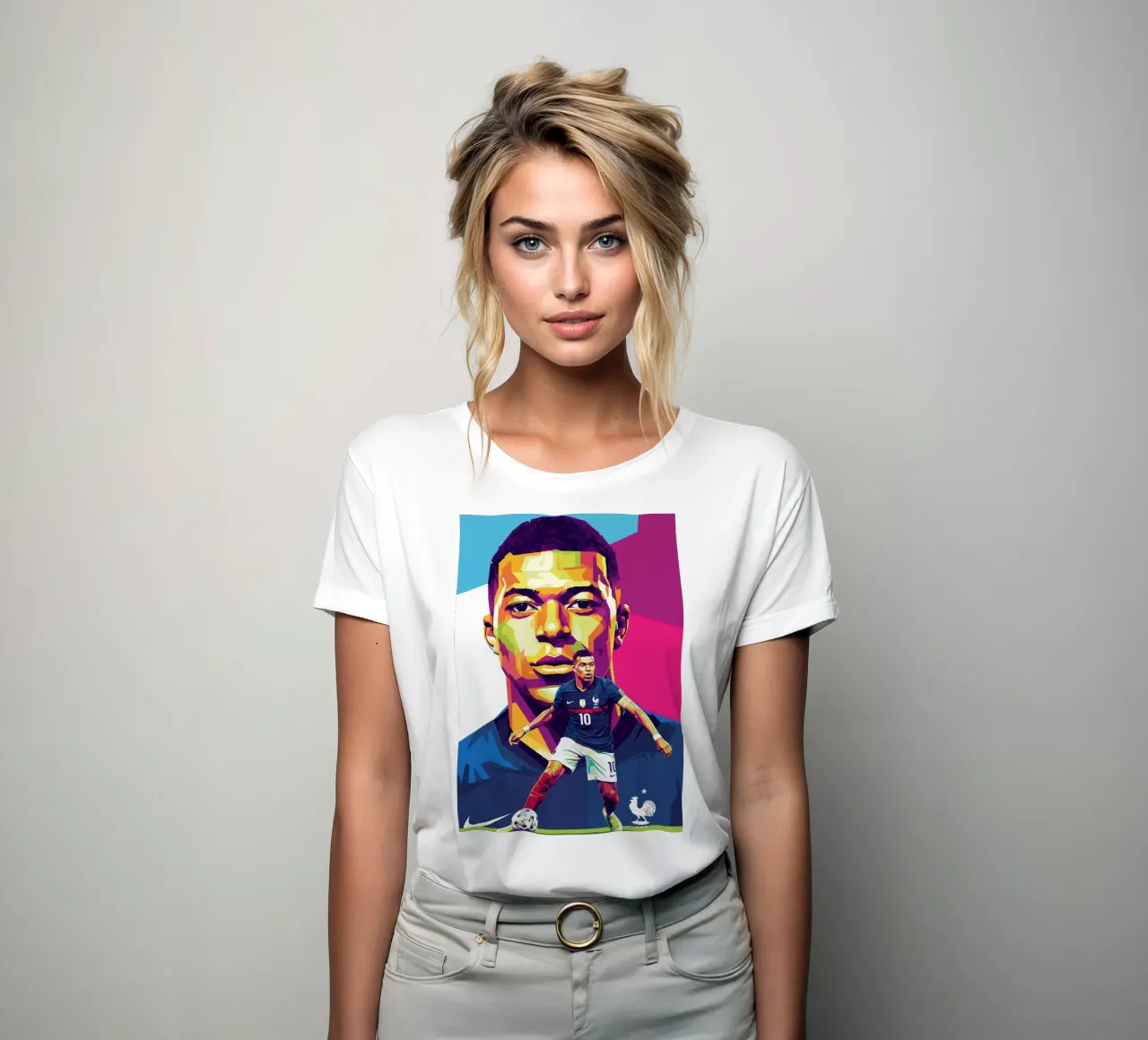 Kylian Mbappe - WPAP art style (3) t-shirt da donna da Hantamrata
