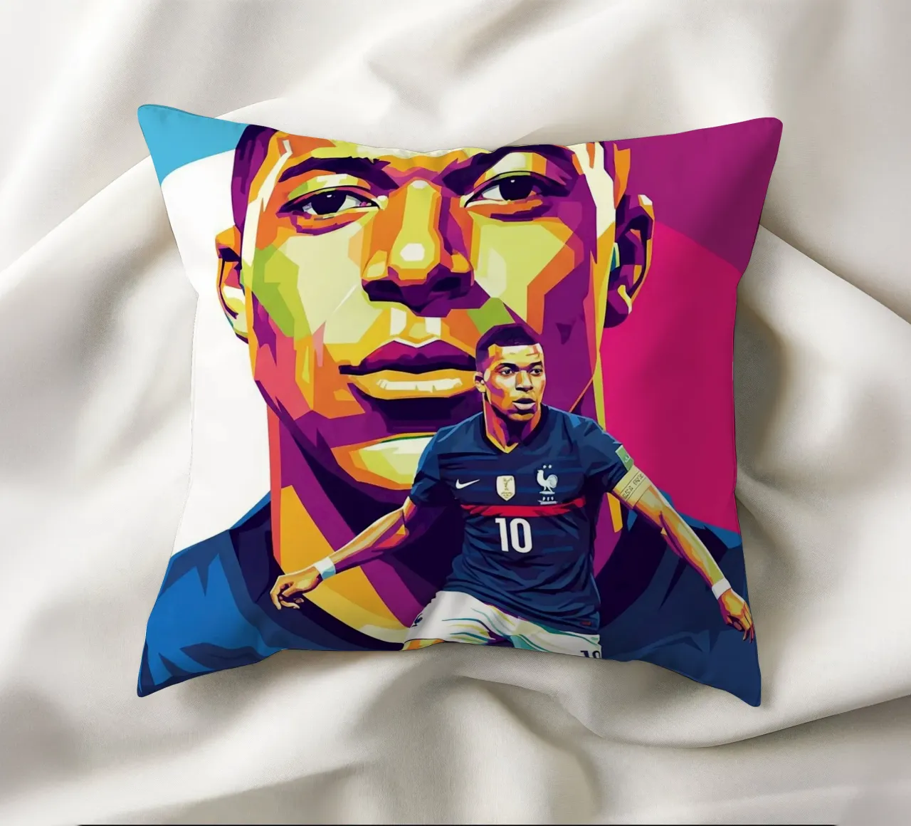 Kylian Mbappe - WPAP art style (3) cuscino da Hantamrata