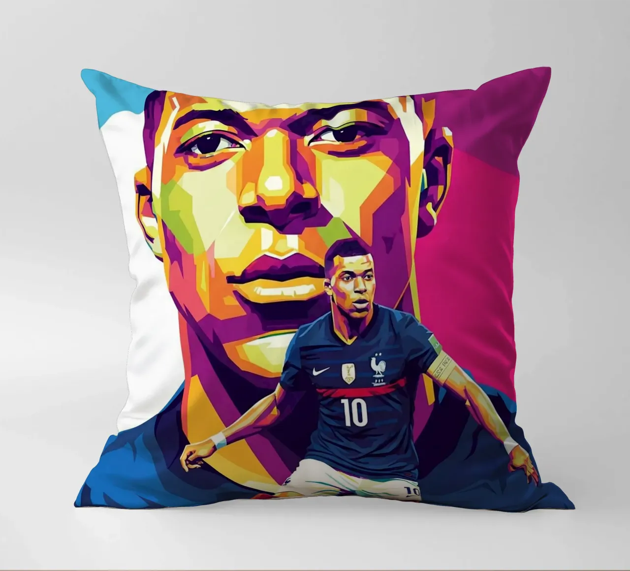 Kylian Mbappe - WPAP art style (3) cuscino da Hantamrata