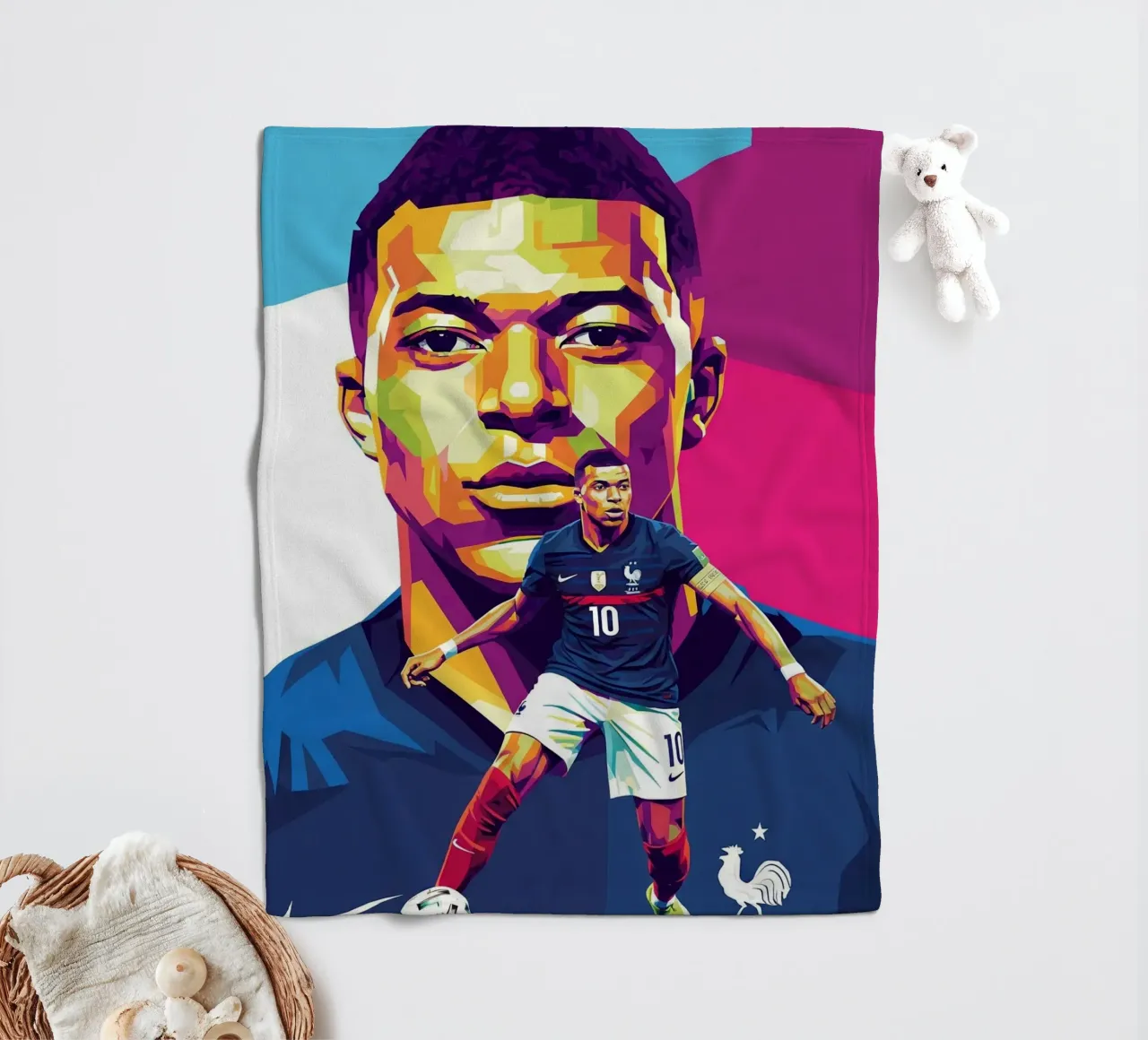Kylian Mbappe - WPAP art style (3) coperta in pile da Hantamrata