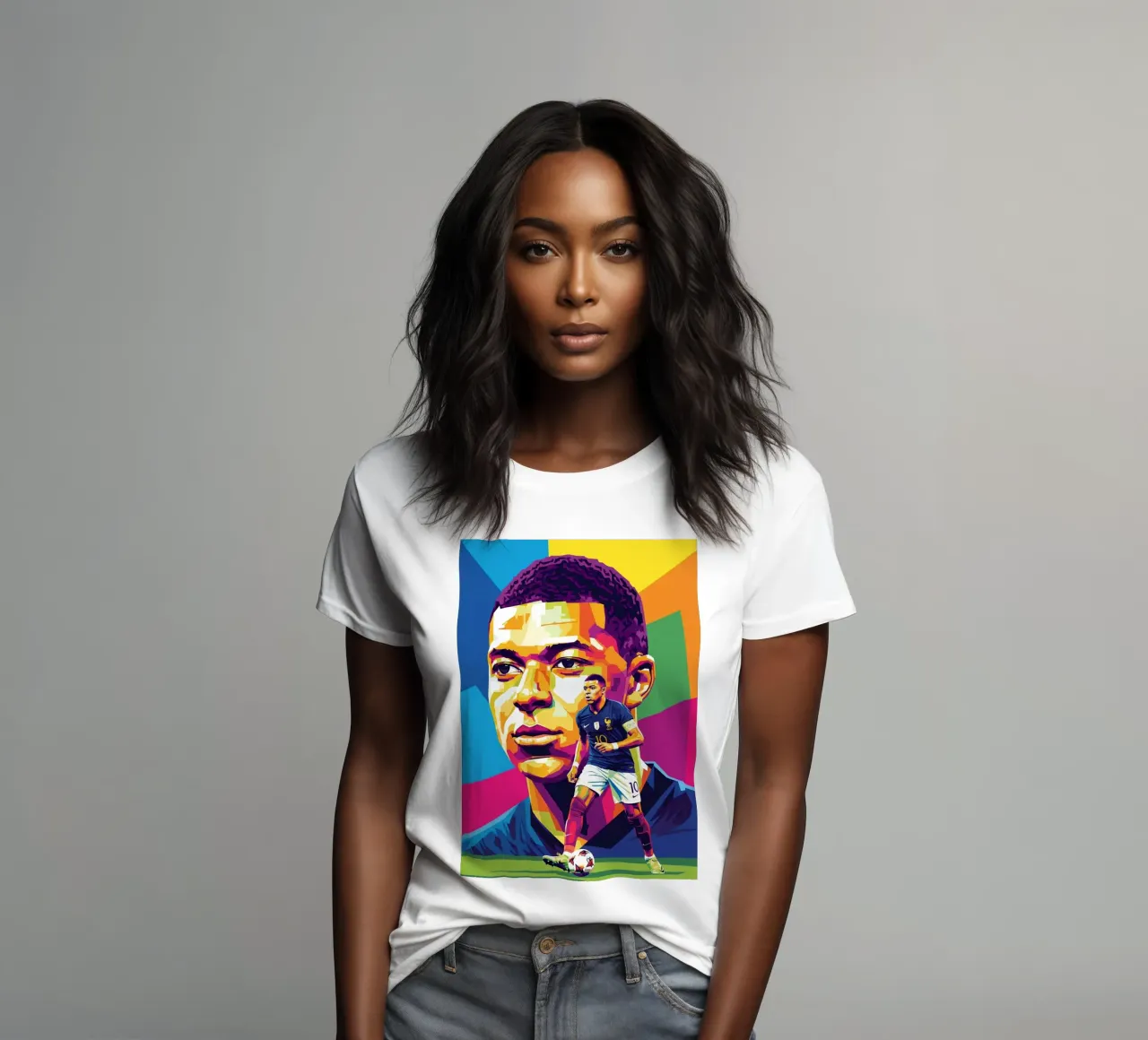 Kylian Mbappe - WPAP art style (4) t-shirt da donna da Hantamrata