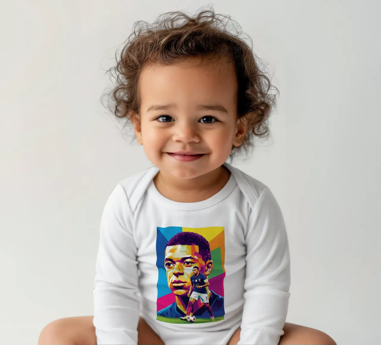 Kylian Mbappe - WPAP art style (4) body neonato maniche lunghe da Hantamrata