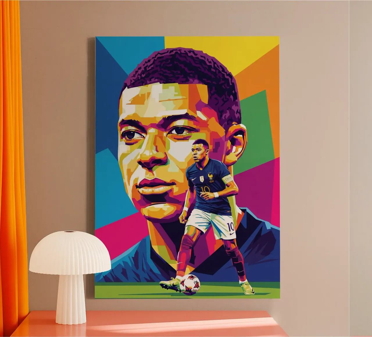 Kylian Mbappe - WPAP art style (4) tela con Cornice a cassetta da Hantamrata