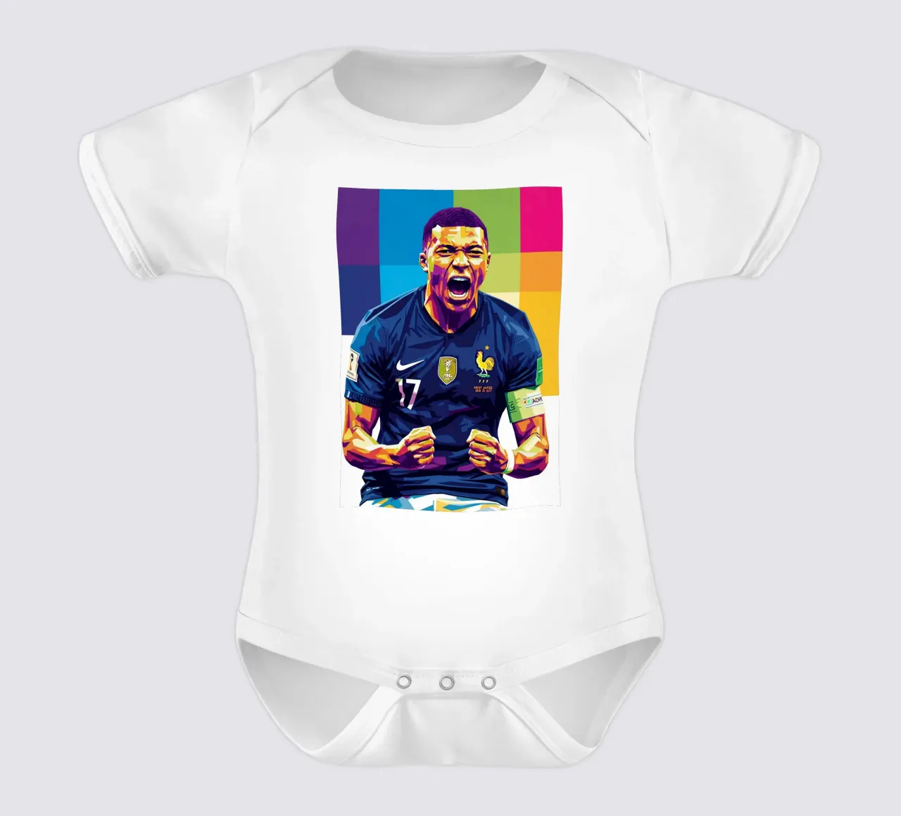 Kylian Mbappe - WPAP art style (5) body neonato maniche corte da Hantamrata