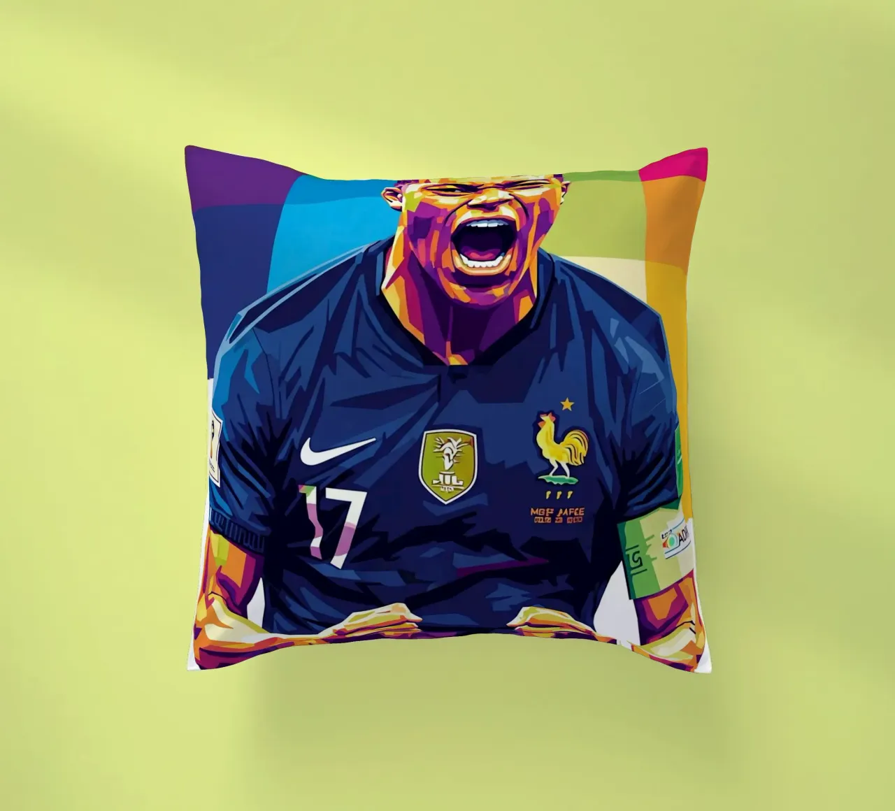 Kylian Mbappe - WPAP art style (5) cuscino da Hantamrata