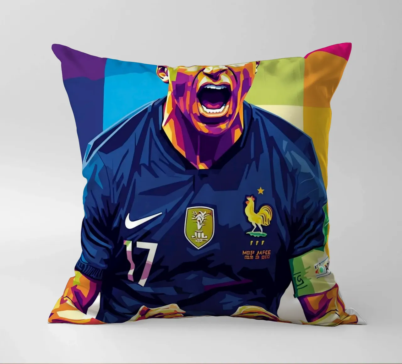 Kylian Mbappe - WPAP art style (5) cuscino da Hantamrata