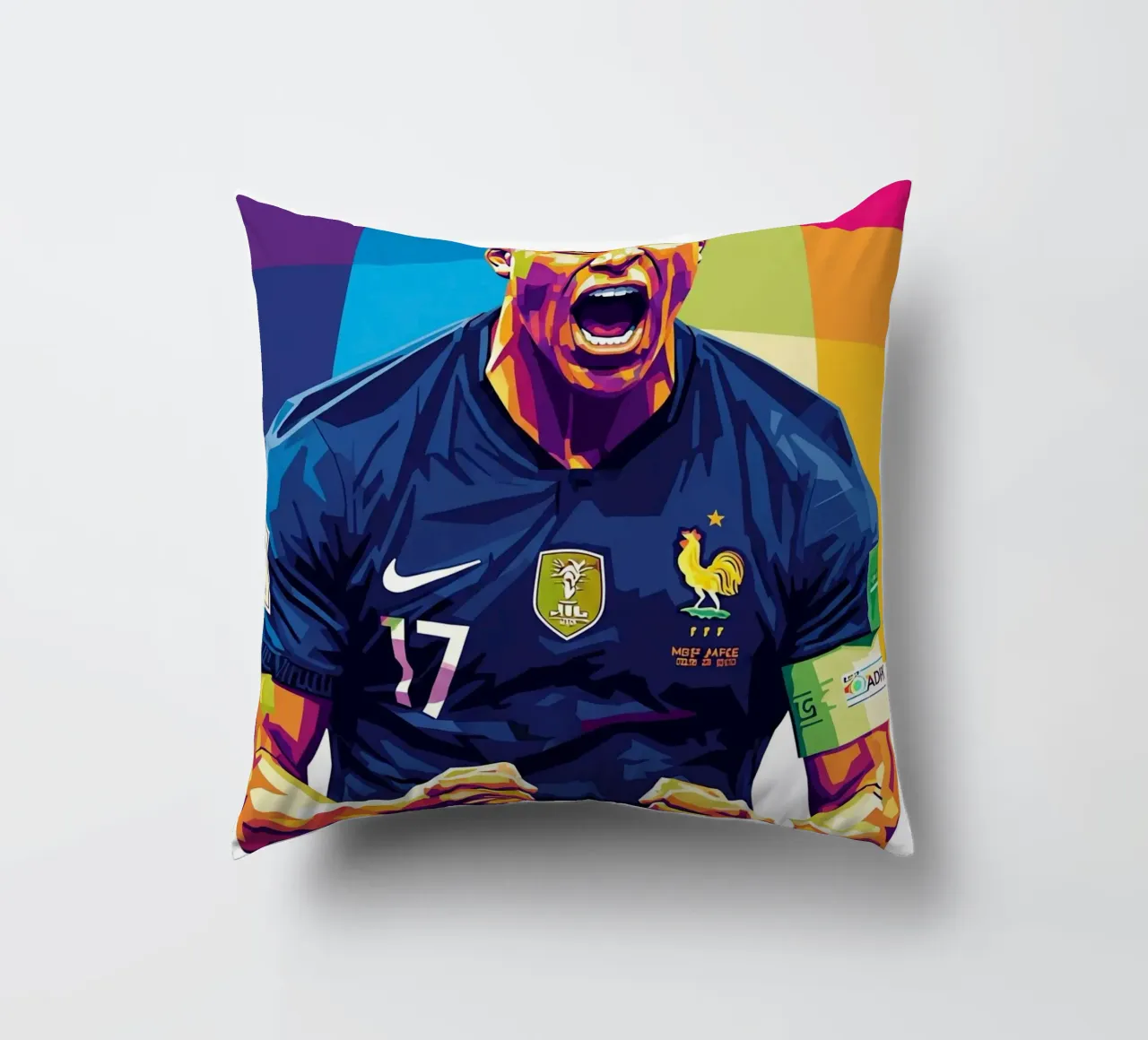 Kylian Mbappe - WPAP art style (5) cuscino da Hantamrata