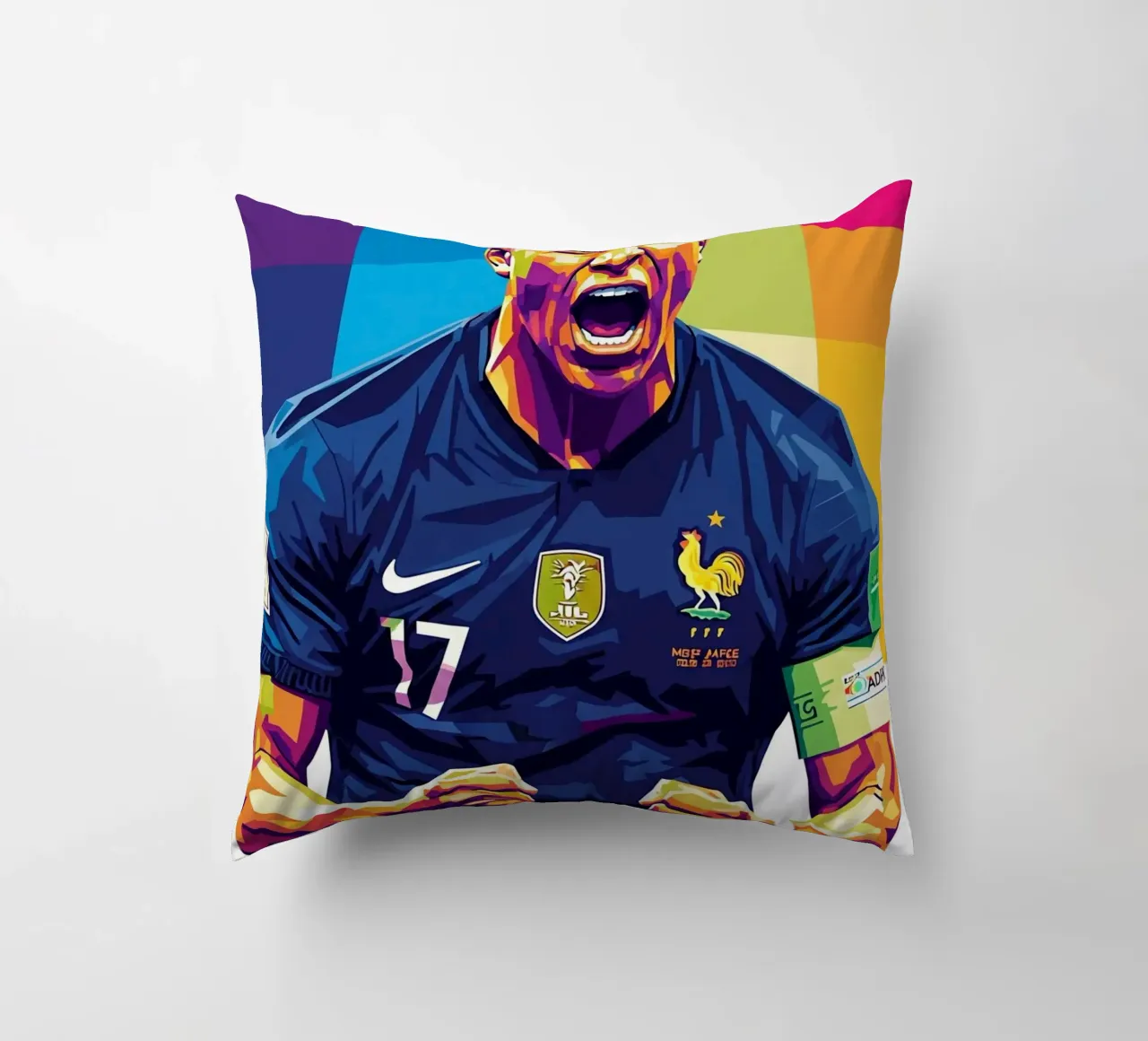 Kylian Mbappe - WPAP art style (5) cuscino da Hantamrata