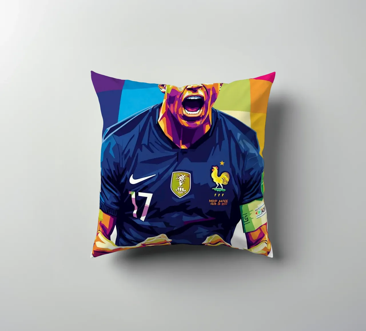 Kylian Mbappe - WPAP art style (5) cuscino da Hantamrata