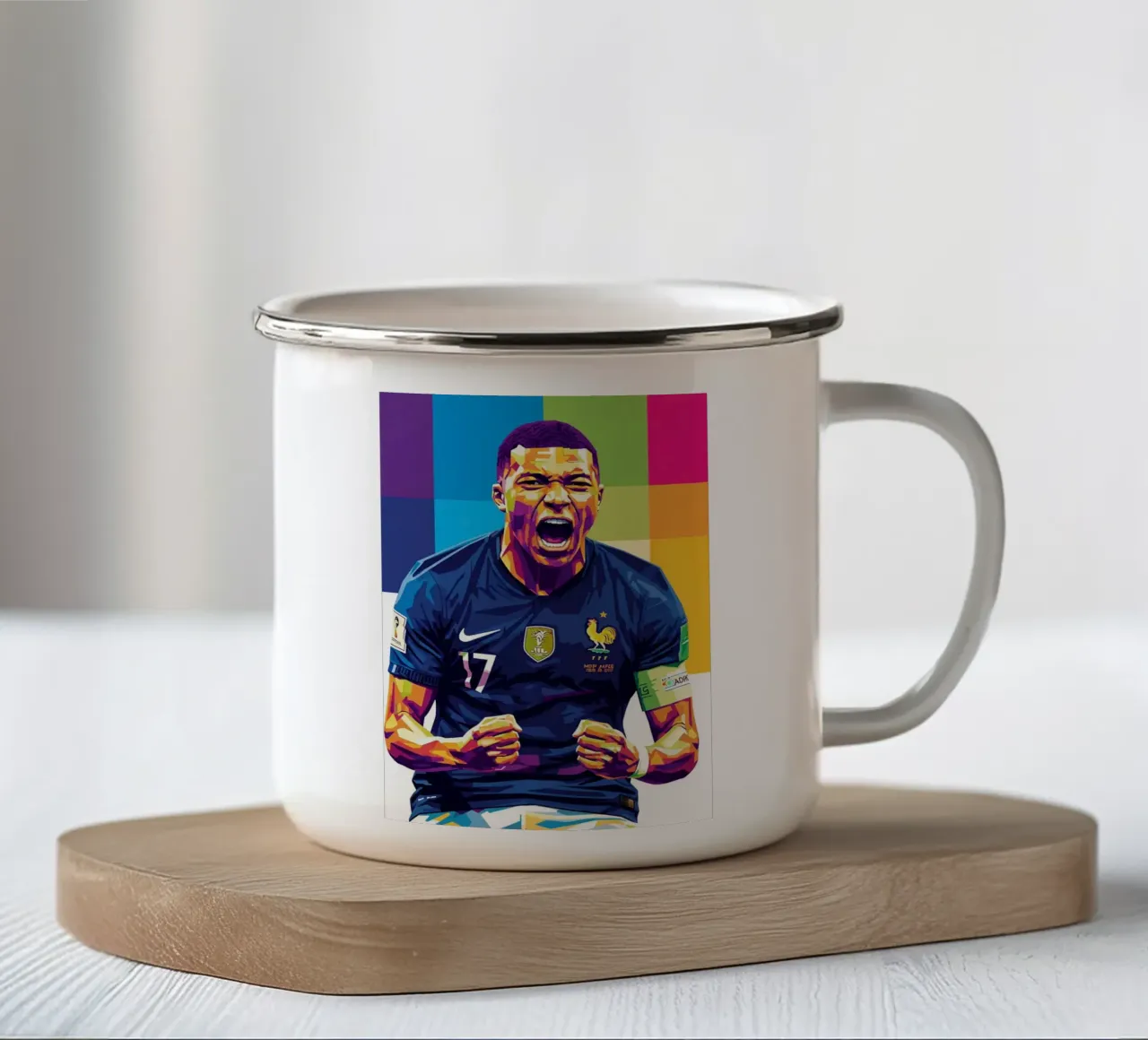 Kylian Mbappe - WPAP art style (5) tazza in smalto da Hantamrata