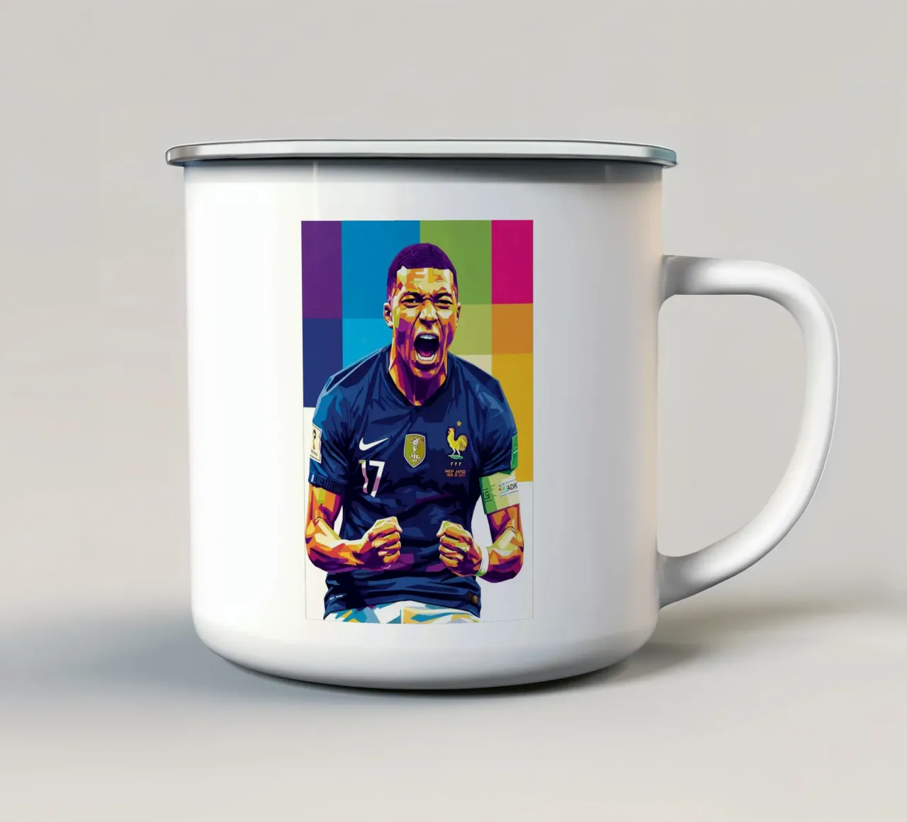 Kylian Mbappe - WPAP art style (5) tazza in smalto da Hantamrata