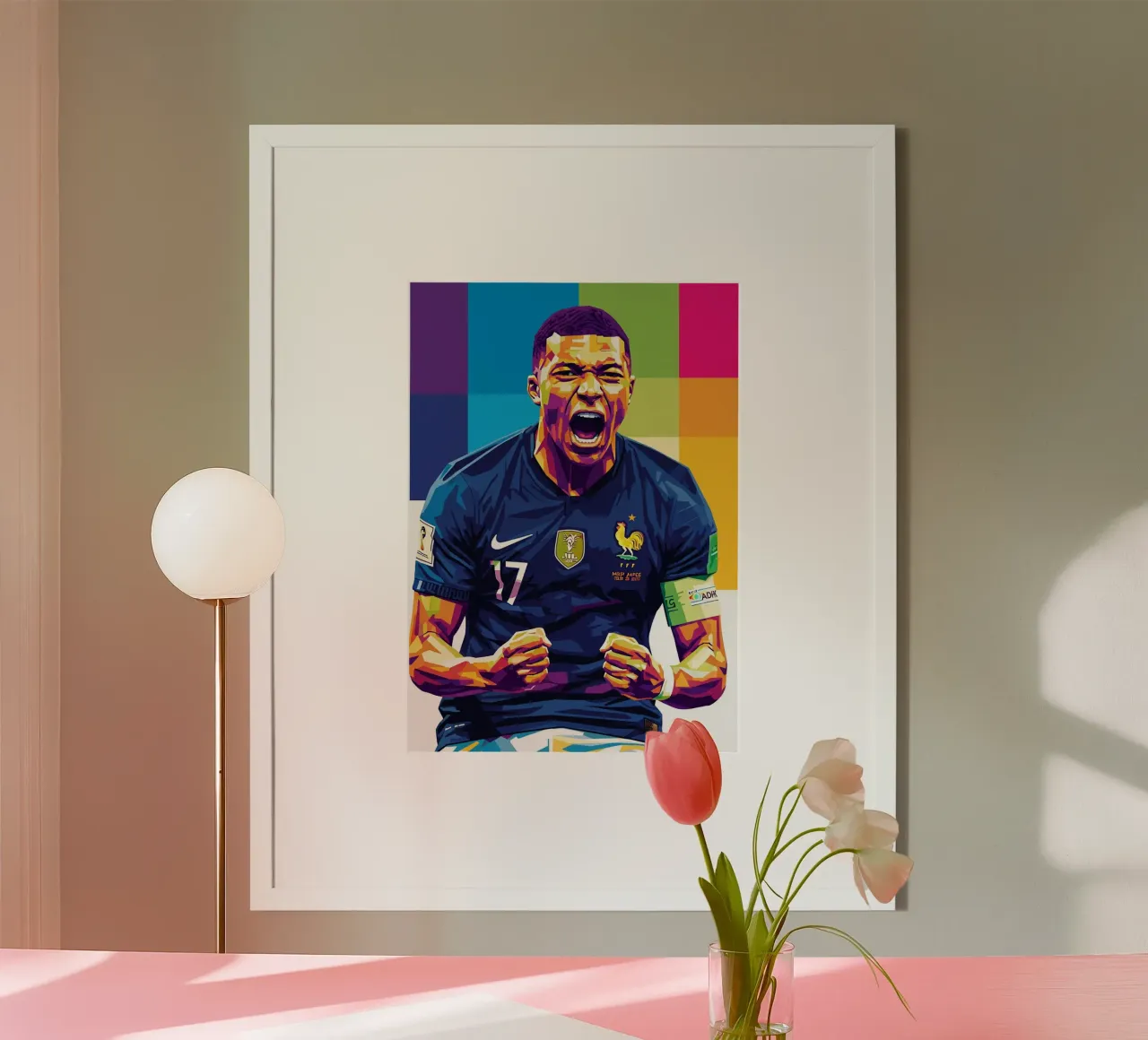 Kylian Mbappe - WPAP art style (5) poster con telaio in plastica da Hantamrata