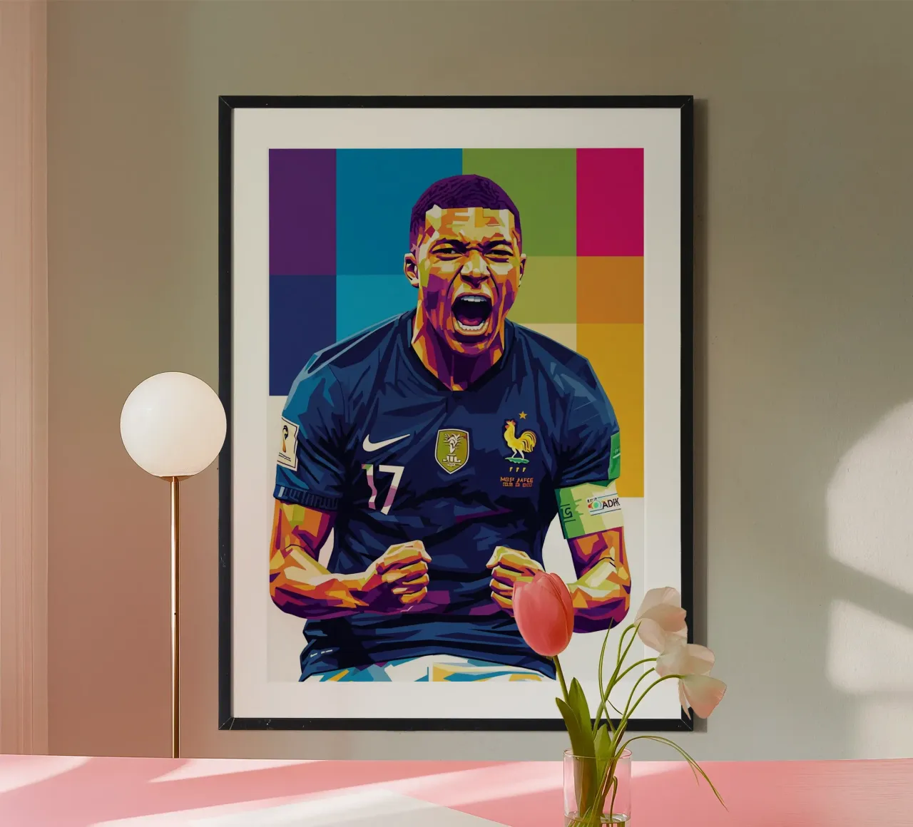 Kylian Mbappe - WPAP art style (5) poster con telaio in plastica da Hantamrata
