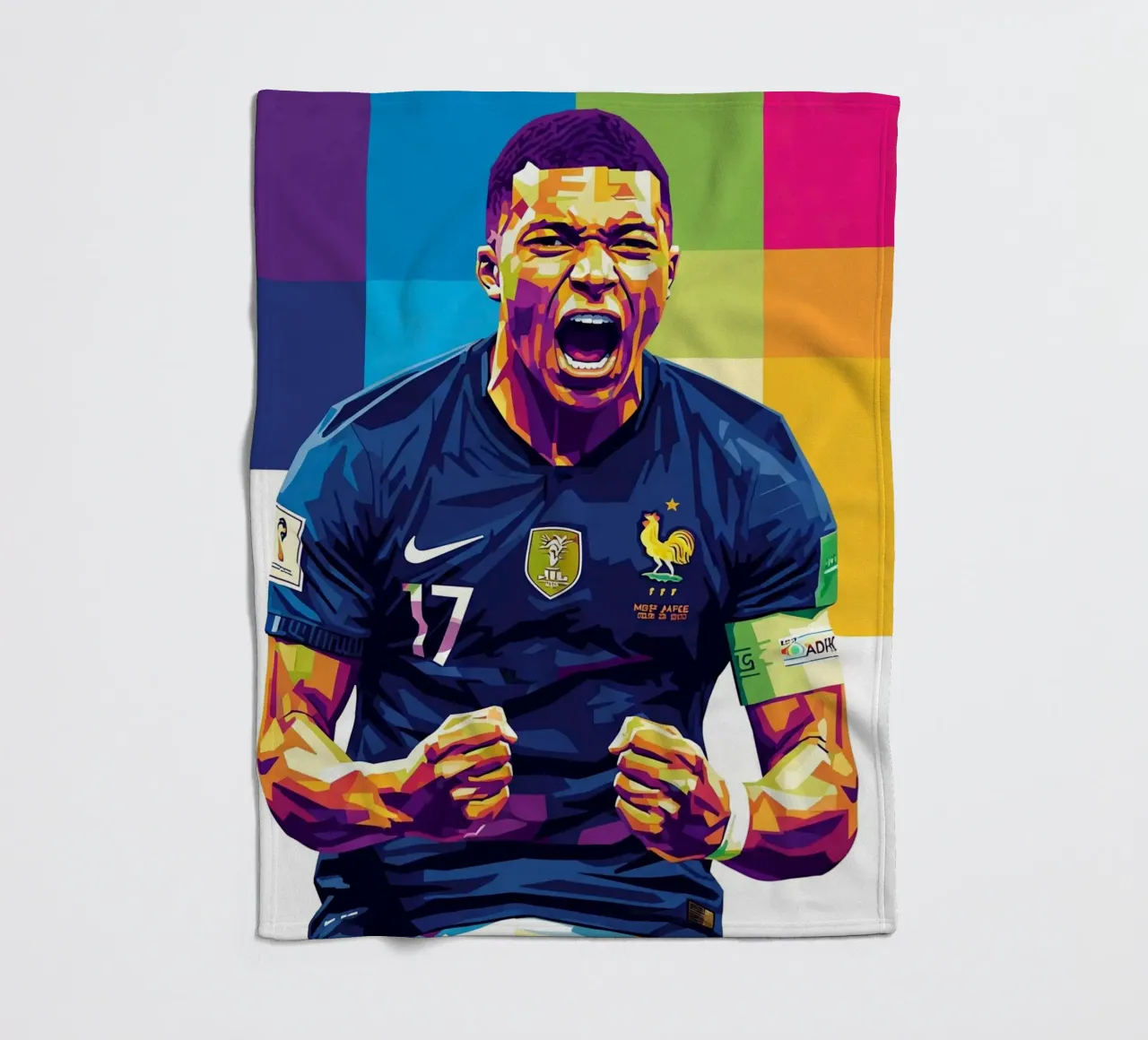 Kylian Mbappe - WPAP art style (5) coperta in pile da Hantamrata