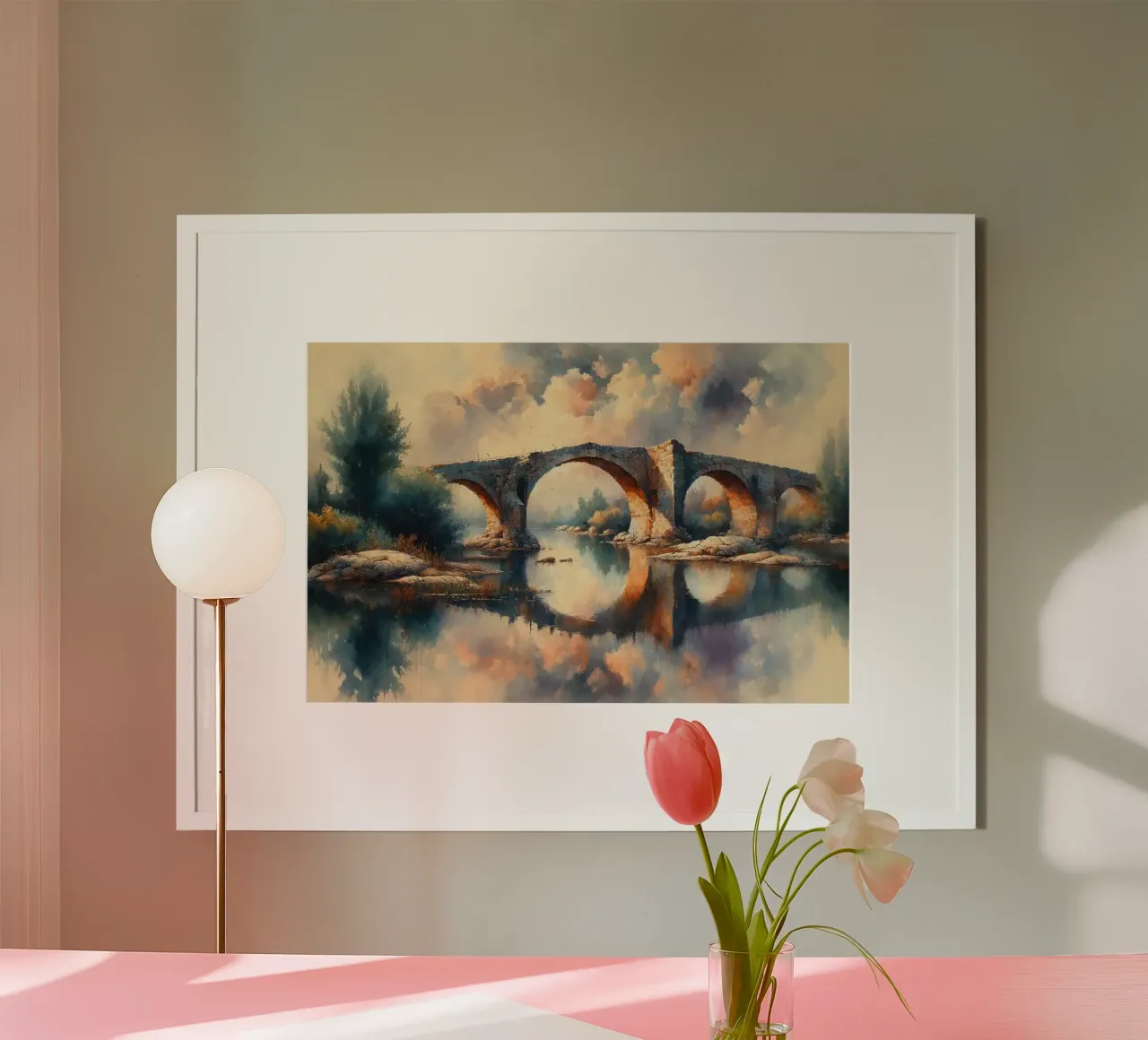 Serene Stone Archway Poster mit Kunststoffrahmen von Chromatic Fusion Studio