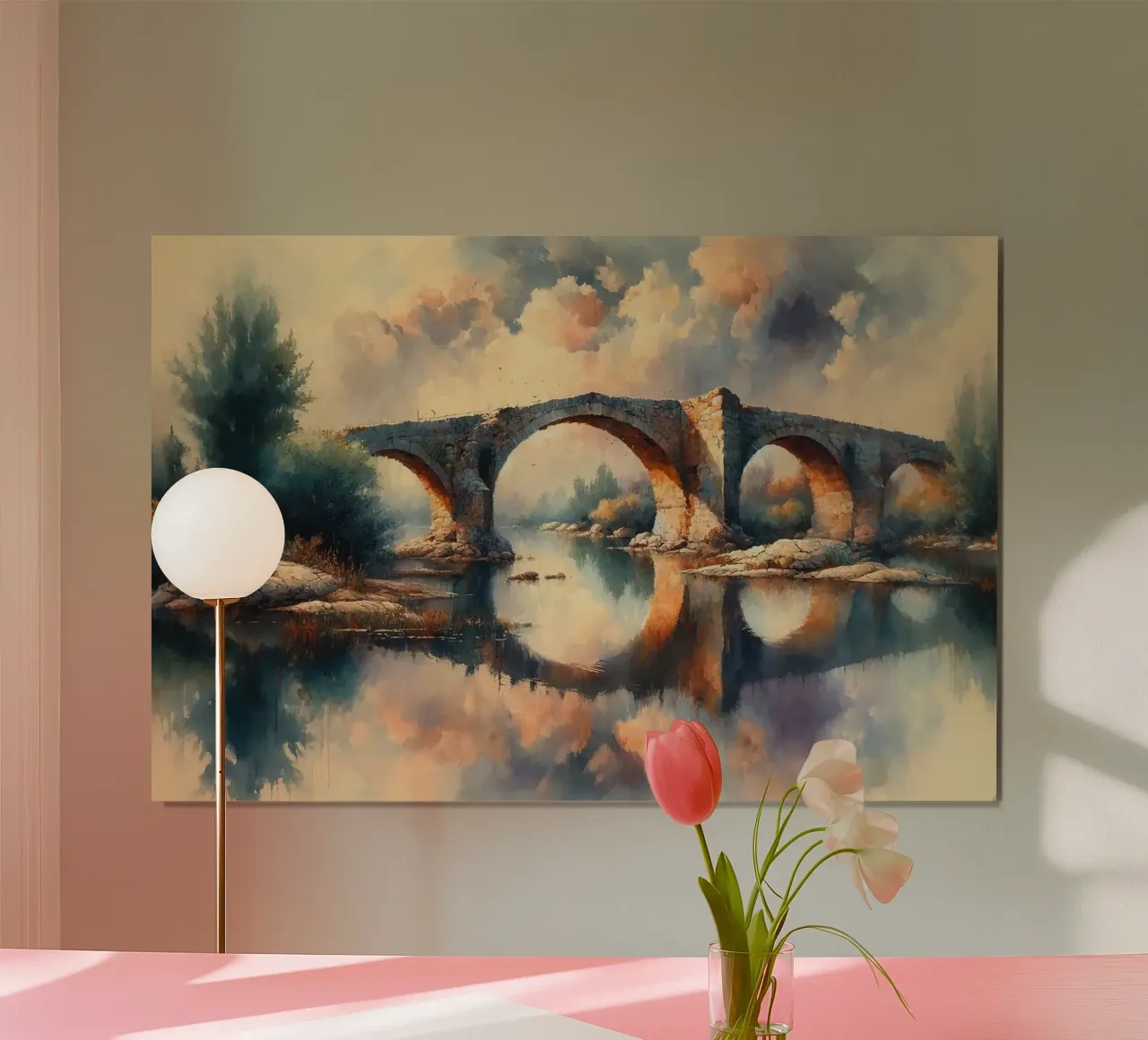 Serene Stone Archway Poster mit Kunststoffrahmen von Chromatic Fusion Studio
