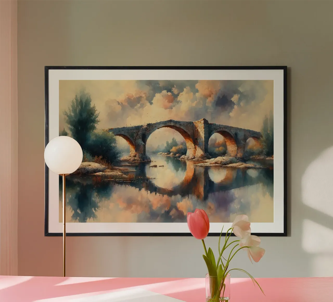 Serene Stone Archway Poster mit Kunststoffrahmen von Chromatic Fusion Studio